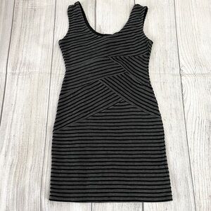 XHILARATION Women’s Y2K Sleeveless Tank Dress Black & Grey Striped Size Medium